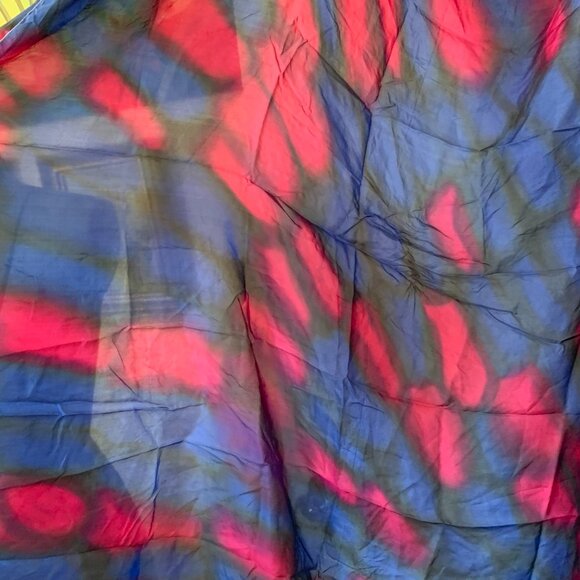 VTG Hand Painted Silk Neck Scarf Hand Rolled Blue Pink Watercolor 42x42" - Picture 4 of 6